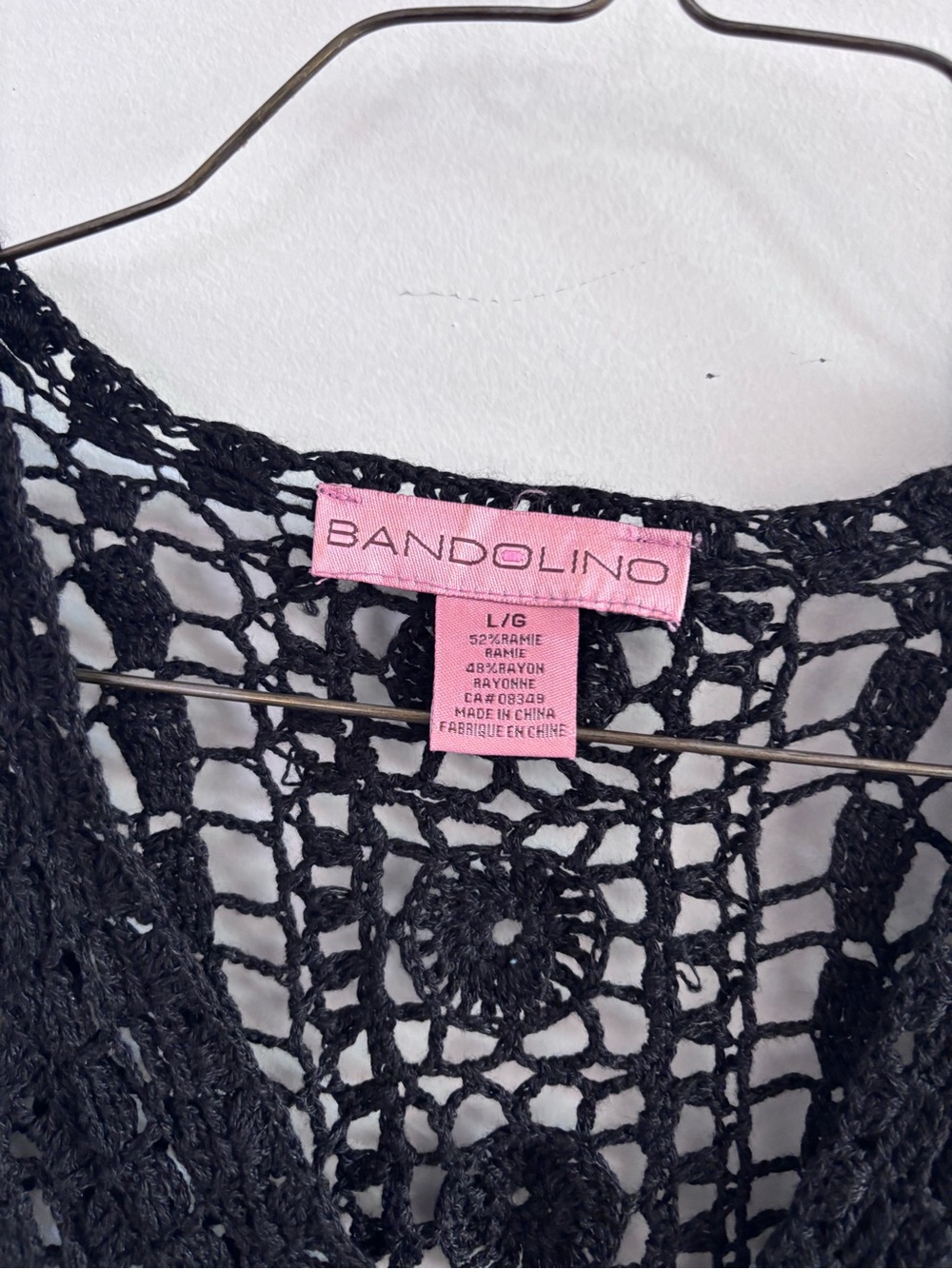 Dainty Bandolino Black Crochet Short Sleeve Knit Cardigan/ Cover-Up, Size Large - Picture 2 of 8